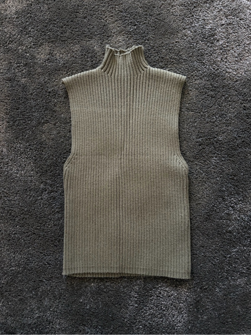 Zara Olive Ribbed Mock Neck Sleeveless Tank